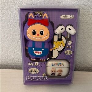 Purple Monster Earphone Case Set